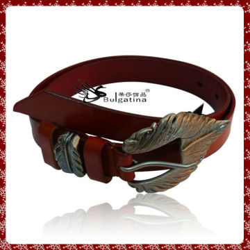 Fashion extra wide leather belt design,leather belt with flat buckle